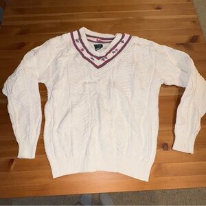 Northern Reflections Vintage Cable Knit Cricket Sweater Embroidered Fruit Size M